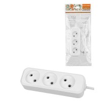 Удлинитель 3 гнезда, 3 метра, б/з, 10 А, 2400 Вт, белый, НАРОДНЫЙ  SQ1303-1311  TDM