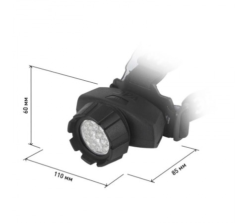 Фонарь налобный 18xLED 3xAAA GB-604, 4 режима, черный  Б0031384  ЭРА