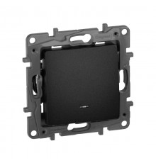 Etika Антрацит Выключатель 1-клавишный с подсветкой/индикацией, автозажимные клеммы, 10 AX, 250 В  672603  Legrand