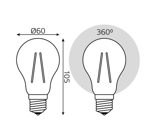 Лампа светодиодная   Basic Filament А60 17W 1550lm 4100К Е27 LED 1/10/40  10212272  Gauss