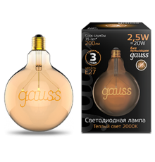 Лампа светодиодная LED Filament G125 E27 2,5W Golden 200lm 2000K 1/20  175802003  Gauss