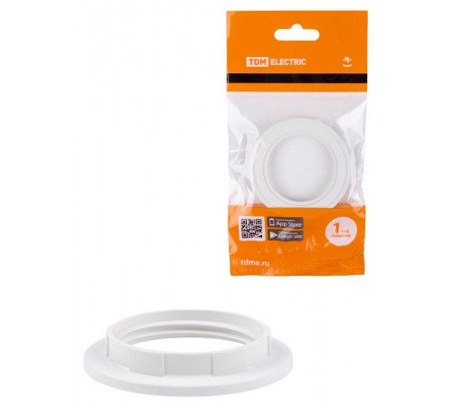 Кольцо для патрона Е27, термостойкий пластик, белый,  SQ0335-0162  TDM