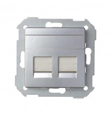 Simon 82 Адаптер со шторками на 2 коннектора UTP (RJ45), FTP (RJ45), RJ12, AMP, S82, S82N, алюминий  82006-33  Simon