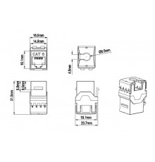 KJ9-8P8C-C6-90-BK Вставка Keystone Jack RJ-45(8P8C), категория 6, черная  432656  Hyperline