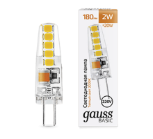 Лампа светодиодная   Basic G4 AC220-240V 2W 180lm 3000K силикон LED 1/20/200  1169712  Gauss