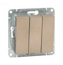 Механизм выключателя, трёхклавишный, шампань Эпика  UP1-SWC-31 EKF