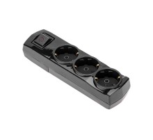 Колодка PREMIUM 3 гнезда, с/з, с выключателем, черный  13-4405  REXANT