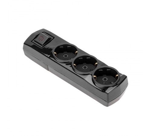 Колодка PREMIUM 3 гнезда, с/з, с выключателем, черный  13-4405  REXANT