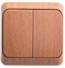 Этюд Бук О/У Выключатель 2-клавишный с подсветкой (сх. 5)  BA10-006T  SE