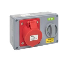 Розетка с блокировкой и выключателем 1424 3Р+РЕ 32А 380В IP44 EKF  ps-1424-32-380  EKF