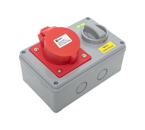 Розетка с блокировкой и выключателем 1424 3Р+РЕ 32А 380В IP44 EKF  ps-1424-32-380  EKF