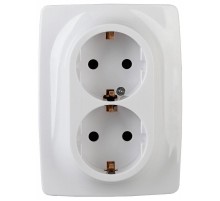 12А-2008-01  Розетка 2-ая с заземлением со шторками , 16АХ-250В, Эра12, Al+Cu белый  Б0038588  ЭРА