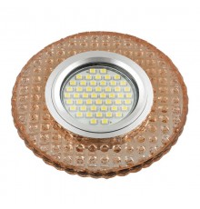 Светильник декор.встр Luciole DLS-L143 GU5.3 GLASSY/LIGHT TEA GU5.3 доп.LED подсветка 3Вт, стекл,зерк./светло-коричневый.  UL-00003885  Fametto