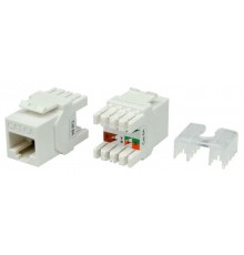 KJ8-8P8C-C6A-180-WH Вставка Keystone Jack RJ-45(8P8C), категория 6a (10G), тип 180 градусов, белая  426187  Hyperline