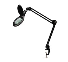 Лупа на струбцине , круглая, 5D, с подсветкой 90 LED, черная  31-0406  REXANT