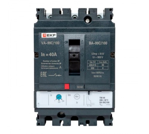 Выключатель автоматический ВА-99C (Compact NS) 100/40А 3P 36кА EKF PROxima  mccb99C-100-40  EKF