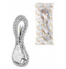 Шнур сетевой с вилкой в тканевой оплетке ПВС 3x0,75мм2 1,8м, 2400 Вт с/з белый  SQ1305-0090  TDM