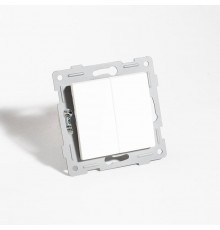 Переключатель двухклавишный, 10А, 220-250V (белый)  201104  SPL