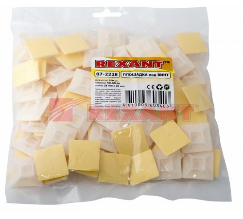 Площадка под винт самоклеящаяся 28х28 мм, белая, упаковка 100 шт.  07-2228  REXANT