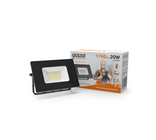 Прожектор светодиодный  20W 1300lm IP65 3000К черный  613527120  Gauss