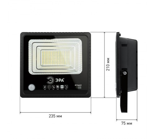 Прожектор светодиодный уличный на солн. бат. 100W, 1200 lm, 5000K, с датч. движения, ПДУ, IP65 (  Б0049547  ЭРА