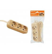 Удлинитель бытовой У3 3 гнезда, 3метра,2П б/з, ПВС 2х0,75мм2 "Эко" (сосна) 10А/250В  SQ1303-2201  TDM