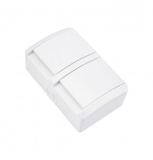 Блок горизонтальный 2 розетки (керамика) INDUSTRIAL IP54 с заземлением, о/у, белый  KR-78-0803  Kranz