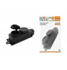 Розетка двухместная с заглушками каучук 2Р+РЕ 16А 250В IP44 серии "Народная"  SQ0612-0037  TDM