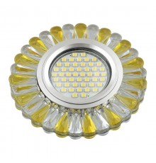 Светильник декор.встр Luciole DLS-L145 GU5.3 GLASSY/GOLD GU5.3 доп.LED подсветка 3Вт, стекл,зерк./прозр.+светло-желтый.  UL-00003891  Fametto