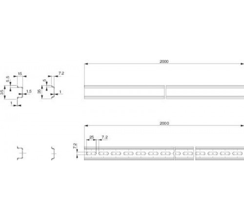 DIN-РЕЙКА СИММЕТР. 2М 15Х35 ПЕРФОРИР.  NSYSDR200D  Schneider Electric