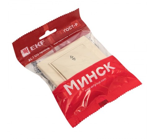 Выключатель 1-кл. СП проходной 10А бежевый Минск EKFERV10-025-20EKF