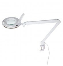 Лупа на струбцине , круглая, 3D, с подсветкой 60 LED, сенсорный регулятор яркости, белая  31-0531  REXANT