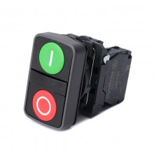 Кнопка двойн SB5 в сборе модуль 22мм зел "I"+красн "O" пластик 1НО+1НЗ  SB5AA73415  SE