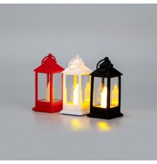 Фонарь декоративный со свечкой 5,5х5,5х12,5см, цвет корпуса белый/красный/ черный  513-068  NEON-NIGHT