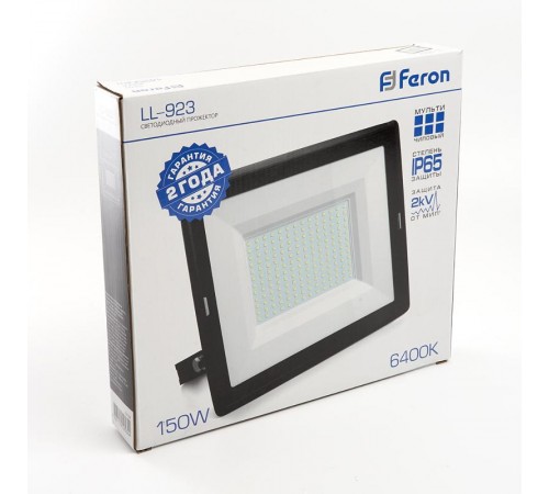 Прожектор светодиодный LL-923 150W 6400K IP65 AC220V/50Hz, черный 339*272*34 мм  32104  Feron