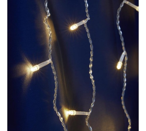 Гирлянда - занавес CL21  320 диодов  2700K , эффект стробов, 3*2м + 3м IP44 прозрачный шнур  32341  FERON