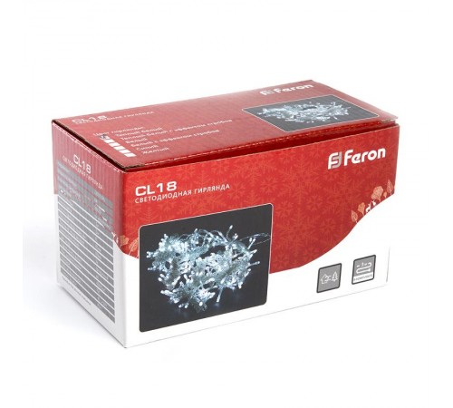 Гирлянда - занавес CL18  160 диодов  2700K , эффект стробов, 1,5*1,5м + 3м IP44 прозрачный шнур  32326  FERON