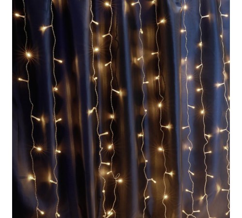 Гирлянда - занавес CL21  320 диодов  2700K , эффект стробов, 3*2м + 3м IP44 прозрачный шнур  32341  FERON
