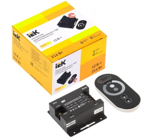 Контроллер с ПДУ радио (черный) MONO 3 канала 216Вт 12В 6А  LSC1-MONO-216-RF-20-12-B  IEK