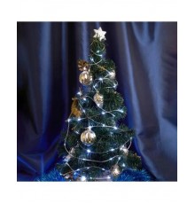 Гирлянда линейная Роса (на плоском проводе) 220V, 100 LED 10м, 5000К, IP 20,  прозрачный шнур 3м, CL578  48620  FERON