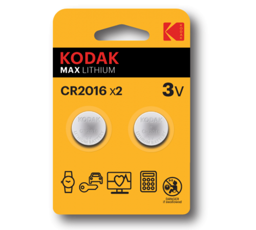 Батарейки  CR2016-2BL MAX Lithium (60/240/43200)  Б0037002  Kodak