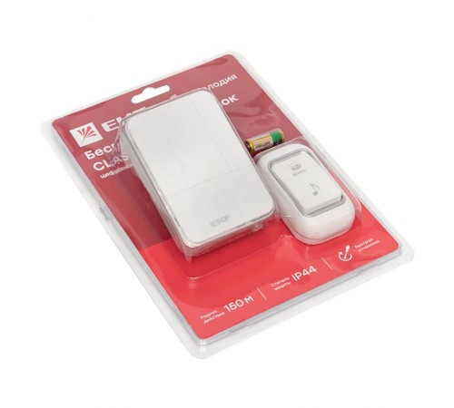 Звонок беспр. в розетку Classic (бел.-сер. 51 мелод. с индик. 4 ур.) EKF  DBS-002  EKF