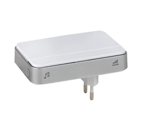 Звонок беспр. в розетку Classic (бел.-сер. 51 мелод. с индик. 4 ур.) EKF  DBS-002  EKF