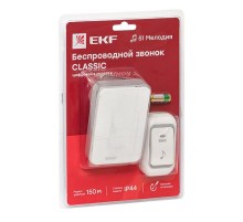 Звонок беспр. в розетку Classic (бел.-сер. 51 мелод. с индик. 4 ур.) EKF  DBS-002  EKF