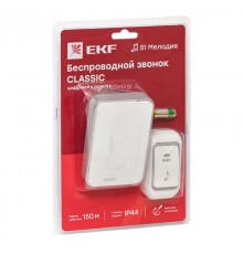 Звонок беспр. в розетку Classic (бел.-сер. 51 мелод. с индик. 4 ур.) EKF  DBS-002  EKF