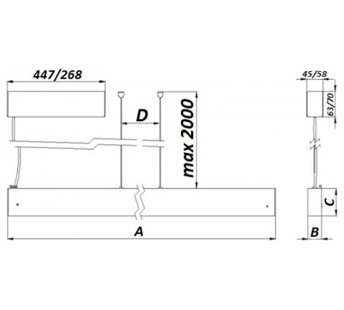 Cветильник cветодиодный ДСО/ДПО PROFILE 60L P LED 1200 WH 4000K  1248004070  Световые Технологии