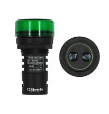 Лампа комм. ADDS 22 мм LED зел. 220В AC/DC ЛK-22   25118DEK  DEKraft