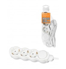 Удлинитель бытовой "Люкс" с выкл., 3 гнезда, 10 м, с/з, с з/ш, ПВС 3х1 мм2, 16 А, 250 В, 3500 Вт  SQ1303-4044  TDM