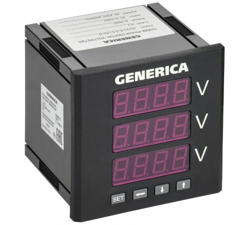 Вольтметр цифровой щитовой трехфазный 96х96мм LED  IDV21-5-3-0-LED-G  GENERICA