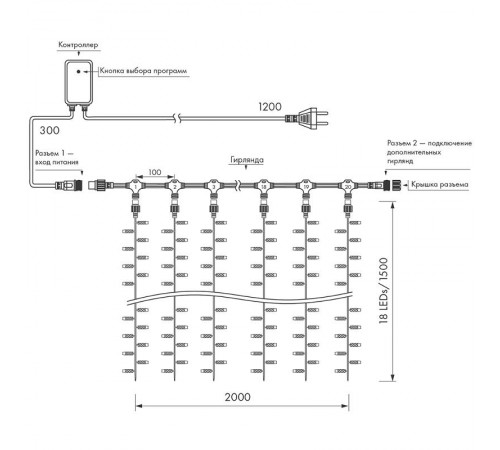 Светодиодная гирлянда ARD-CURTAIN-CLASSIC-2000x1500-CLEAR-360LED Yellow (230V, 60W)  024850  Arlight